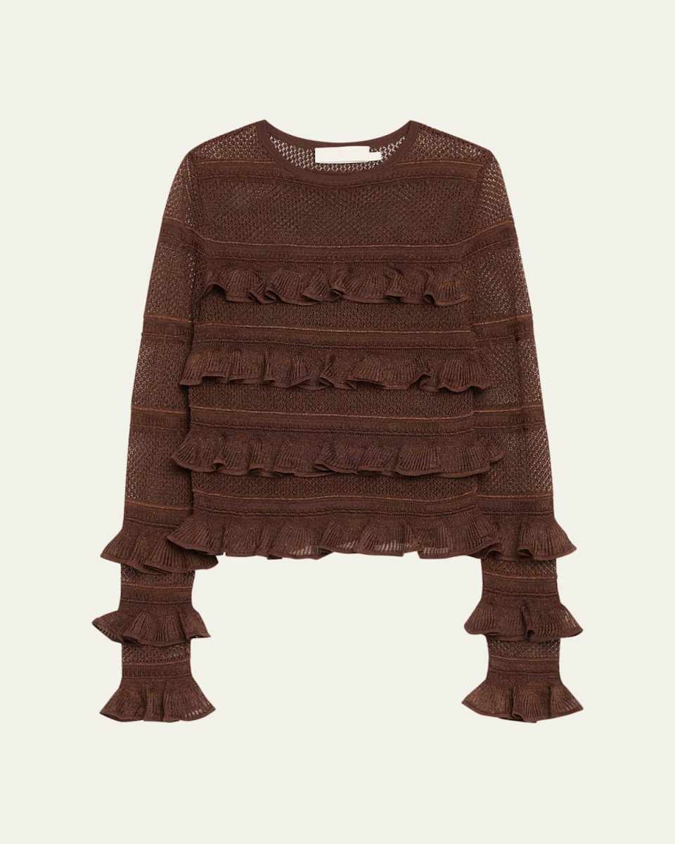 Long-Sleeve Lace Frill Top